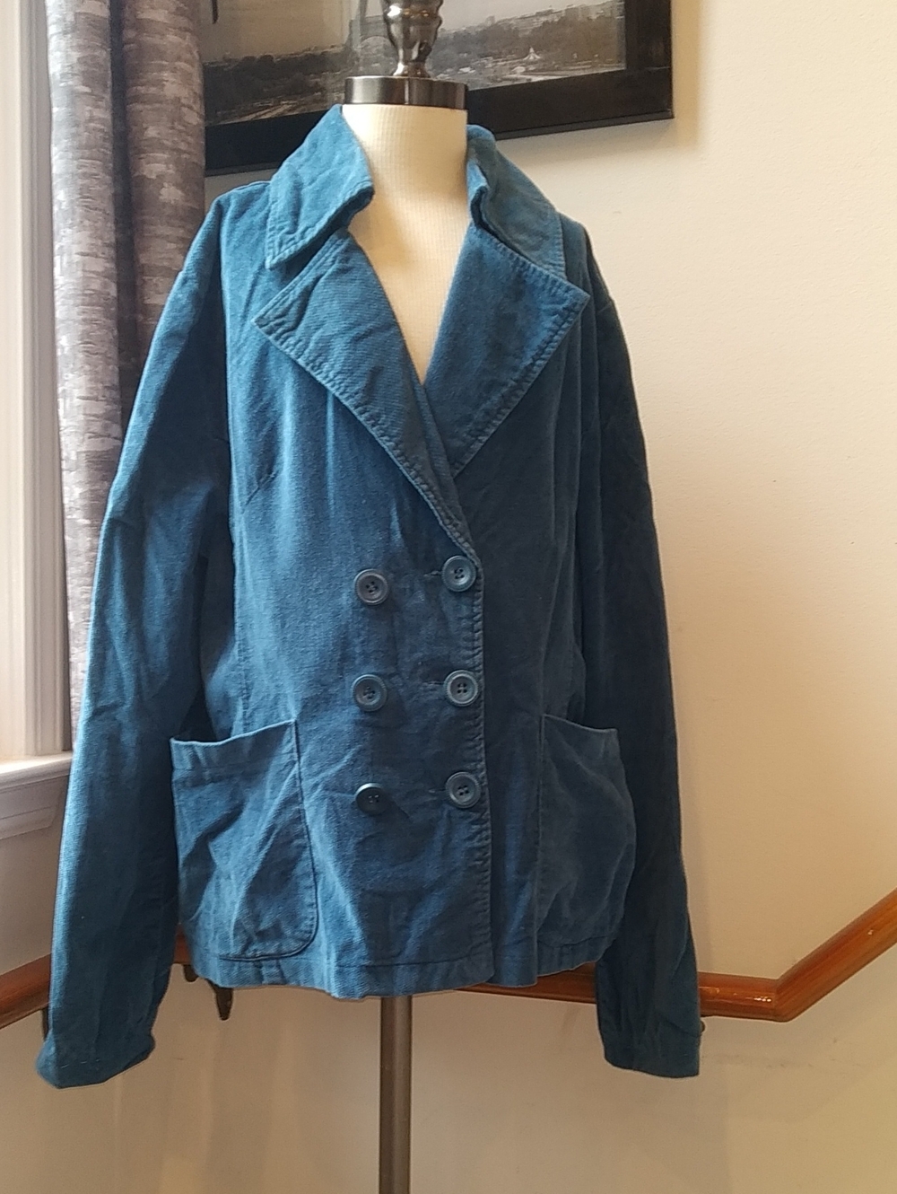 Marcelle Renee Vintage Jacket in Teal Blue Size XL